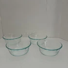 Set Of 4 Pyrex #464 10 oz Blue Tinted Ramekins Custard Cups Prep Bowls