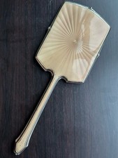 Antique Solid Silver Enamel Hand Mirror c.1937