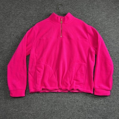 Lilly Pulitzer Womens Noreen 1/4 Zip Fleece Pullover, Pink Palms, Size L