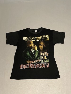 Vintage 90s 2Pac Tupac Life Is Traffic Jam Makaveli Gridlock d Rap Tee Rare XL