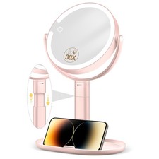 Makeup Mirror with Lights, 30X Magnifying  Height Adjustable, Lighted Magnif...