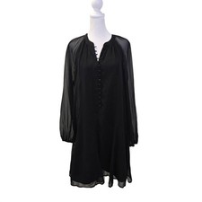 NWT Joie Balloon Sleeve Sheer Sleeve Dress in Caviar Size Medium