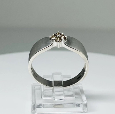 925 Sterlingsilber echter Diamant Solitär Cluster Verlobungsring Größe 11