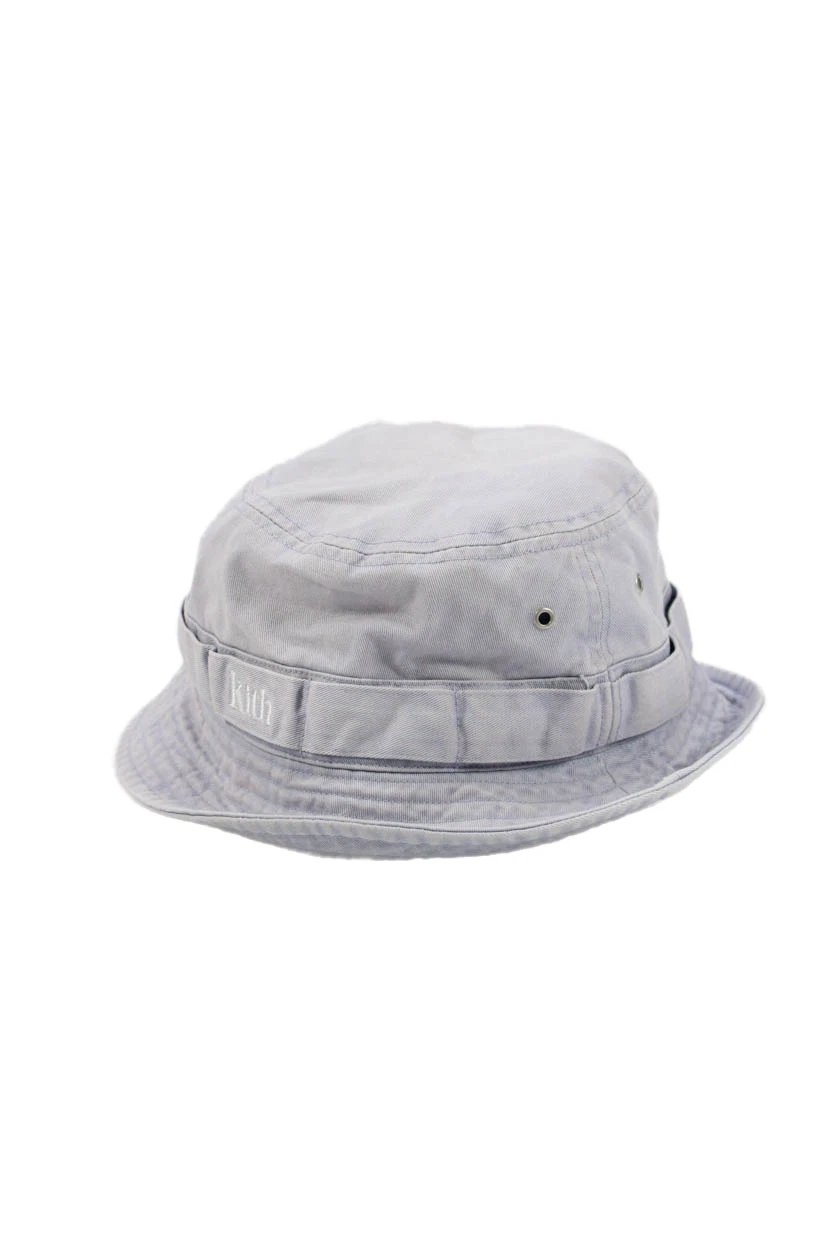 Kith Mens Washed Classic Serif Bucket Hat Sky Blue Cotton Size One Size