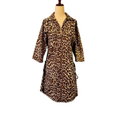 NWOT Tory Burch Reva Leopard Cheetah Print Poplin Shirtdress Shirt Dress Size 4