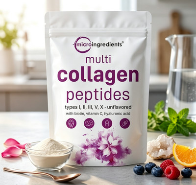 Micro Ingredients Multi Collagen Peptides Powder 16oz - Type I II III V X Unflav