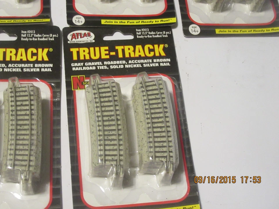 10 pkgs of N scale Atlas #2413 CODE 65 TRUE TRACK Half 12.5" Radius - Image 2 of 2