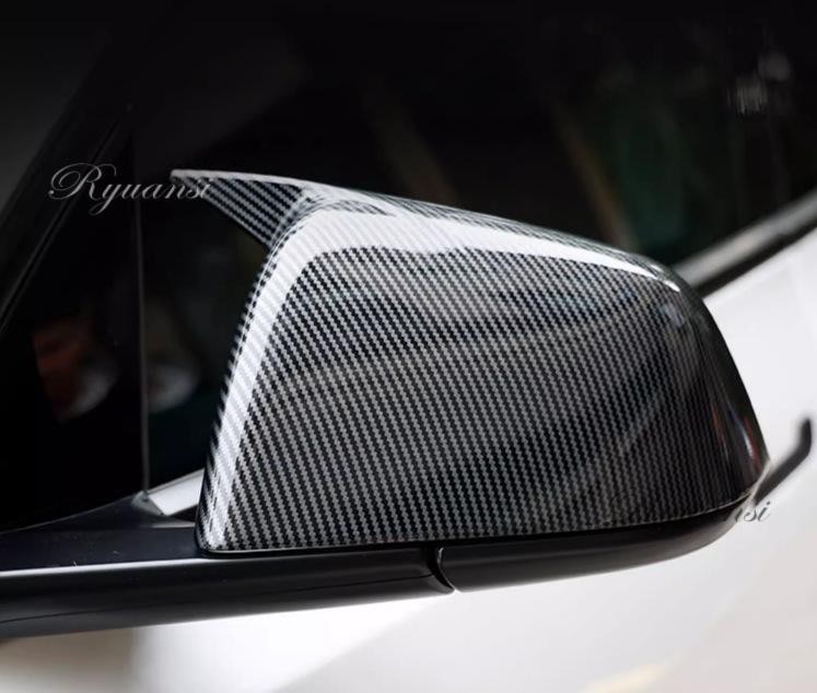 2X Carbon Fiber Side Mirror Cover Cap For Tesla Model Y 2020 2021 2022 2023 2024