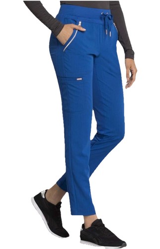 Cherokee Blue Scrubs Statement Mid Rise Tapered Leg Pull On Pant CK055P S Petite - Picture 2 of 12