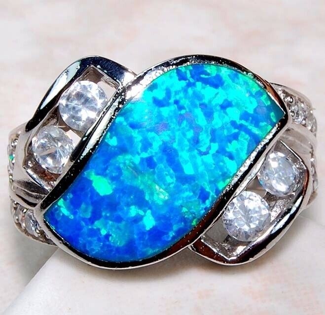 Australian Opal Inlay 925 Solid Sterling Silver Ring Jewelry Sz 6 GA3-4