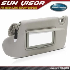 Gray Left Driver Side Sun Visor with Light & Mirror for Nissan Altima 2013-2018