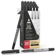 ARTEZA Rollerball Pens, Pack of 20, 0.7mm Black Liquid Ink Office Product