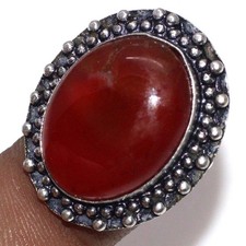 Carnelian 925 Silver Plated Gemstone Handmade Ring US 6.5 Women Jewelry JW