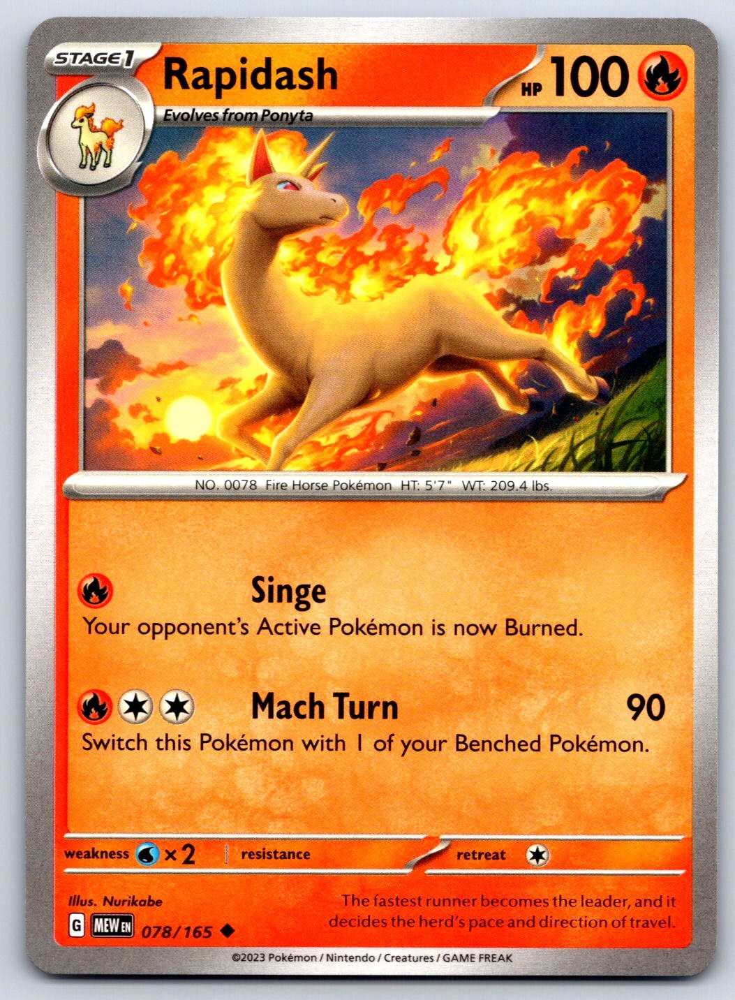 Rapidash - Scarlet Violet 151 078/165 Pokemon Card NM