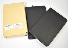 4 Pack BooQool Classic Ruled Notebooks/Journals Black Faux Leather 5.4" x 8.3"