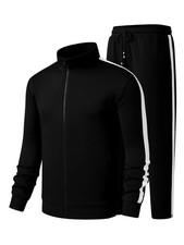 Mens Tracksuit 2 Piece Set Sweatsuit, Black, XL