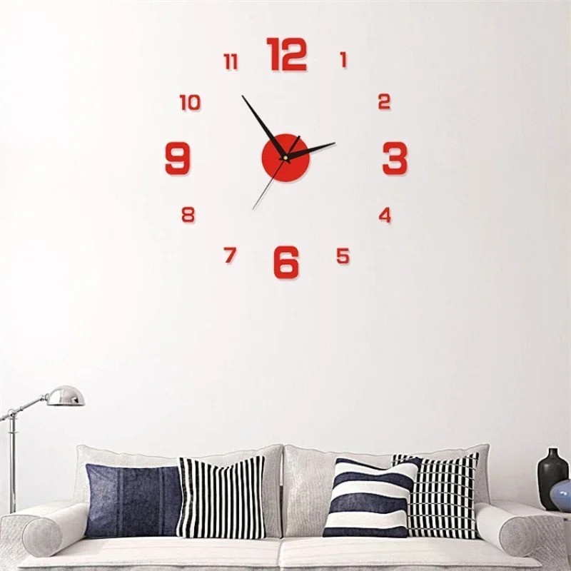 3D Luminous Wall Clock Frameless Acrylic DIY Digital Clock Wall Stickers Mute Cl