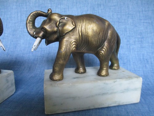 Vintage Messing Elefant Buchstützen Marmorsockel - Bild 5 von 8