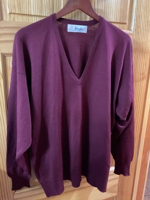 Pringle of Scotland Men's Sweater Burgundy Lambswool Size M