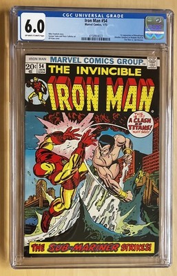 CGC 6.0 OW-W Iron Man #54 Marvel Comic, 1st App Moondragon Key, Kane Cvr, 1973