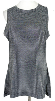 Athletic Works Womans Size L 12-14 T Shirt Stripe Sleeveless Workout Classic