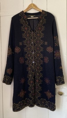 Peruvian Connection Bolivian Alpaca Duster Coat Cardigan Rare Bohemian Arty XL