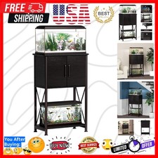 5-10 Gallon Fish Tank Stand, Metal Double Aquarium Stand with Cabinet for Fis...