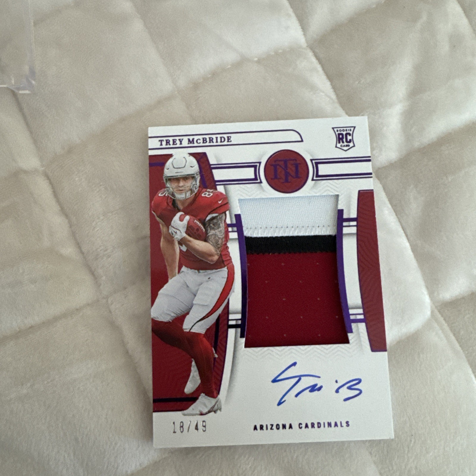 2022 Panini National Treasures Trey McBride 3 Color Patch Rookie Auto #/49