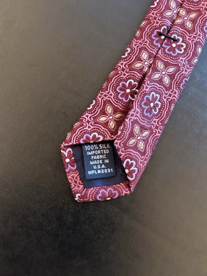 Corbata de seda para hombre HART SCHAFFNER MARX diseñador EE. UU. patrón floral rojo Foto 3 de 4