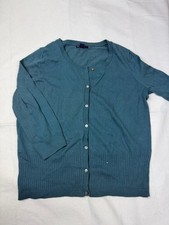 Gap Women's Soft Knit Cardigan Sweater Teal Blue Button Front Size M