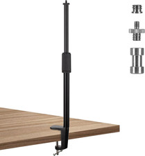 Camera Mount Desk Light Stand with C Clamp Aluminum Adjustable Height Monopod