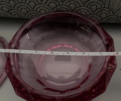 Vintage 1960S Viking Glass HTF Thistle Pink ~ Art Deco Diamond