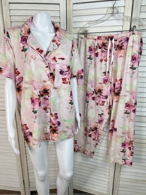 Soft Surroundings Women's Size L PJ's Pajamas 2-pc Pink Floral Comfy Cottagecore