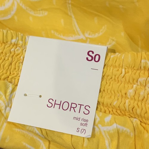 So Girls Smocked Waistband Ruffled Shorts Yellow New with Tags Small 7 Palm Tree - Picture 2 of 6