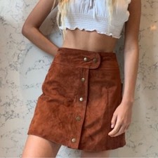 Urban Outfitters Cardiff suede aline mini skirt chestnut brown women M