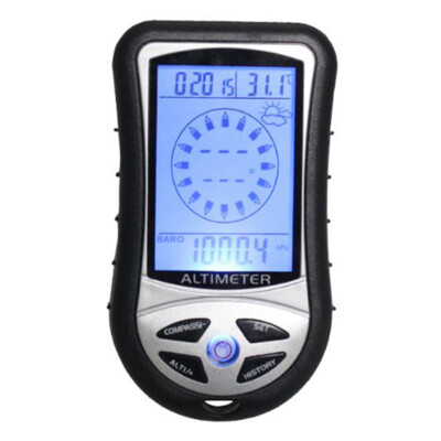 Hiking Handheld LED Digital 8 in 1 Compass Altimeter Barometer Thermometer Clock