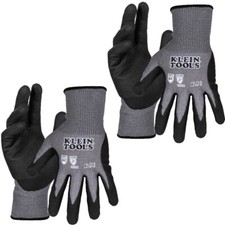 Klein Tools 60585 Knit Dipped Gloves, Cut Level A2, Touchscreen, Large, 2-Pair