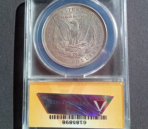 1885 P Morgan Silver Dollar ANACS Graded AU 53 Condition. - Picture 4 of 4