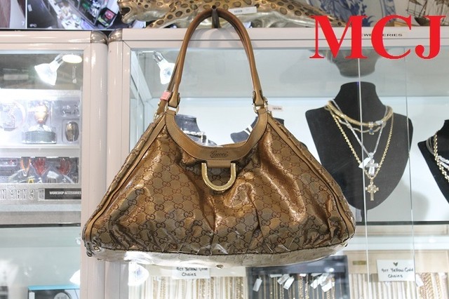 Gucci Metalic Leather Canvas Abbey D-Ring Large Hobo Bronze colour Bag-Authentic Gucci Metalic Leather Canvas Abbey D-Ring Large Hobo Bronze colour Bag-Authentic