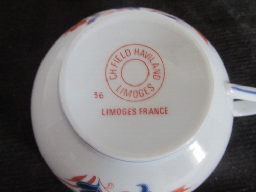 CH FIELD HAVILAND LIMOGES FRANCE LES PAPILLONS CUP & SAUCER SET (9 AVAILABLE) - Picture 3 of 5