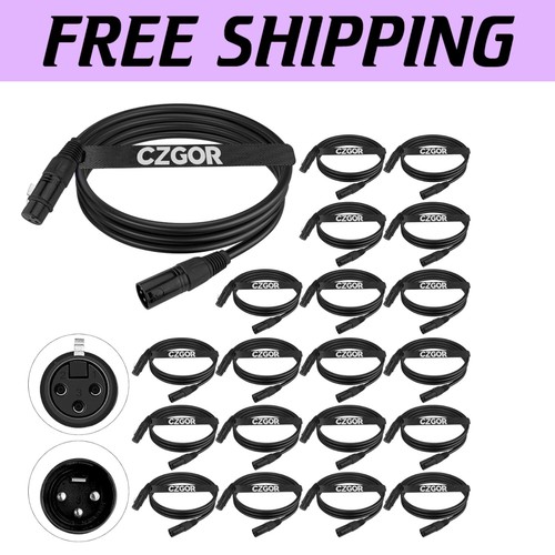 Bulk 20 Pack 6.5ft DMX Cable - Prevents Signal Interference for Stage Lighting
