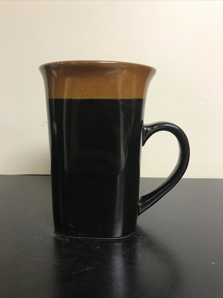 Royal Norfolk Black Square Coffee/Latte Mug with Brown Rim 5" 14oz Excellent - Image 3 of 4