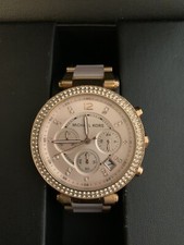 Michael Kors Parker 39mm Rose Gold-Tone Blush Acetate Watch for Women (MK5896)