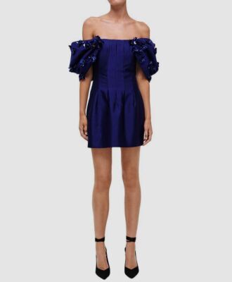 off shoulder knee length cocktail dress Jovani - 06870