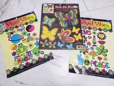 Lot 3 Butterfly IRON ON Transfers Peace Hippie Tie Dye Butterfly Groovy Vintage