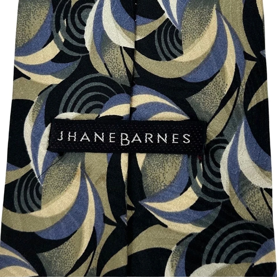 Corbata para hombre Jhane Barnes larga azul, gris, verde, negra Japón 100 % seda Foto 4 de 4