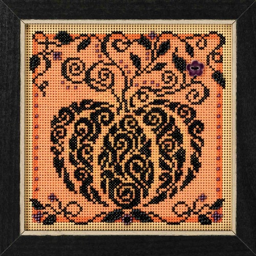 Kit de punto de cruz de calabaza encantada Mill Hill 2018 botones y cuentas otoño - Imagen 2 de 2