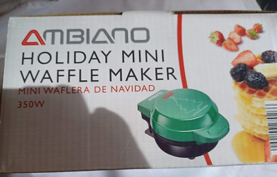 Ambiano Holiday Tree Mini Waffle / Chaffle Maker Non-Stick 4'' New  in box