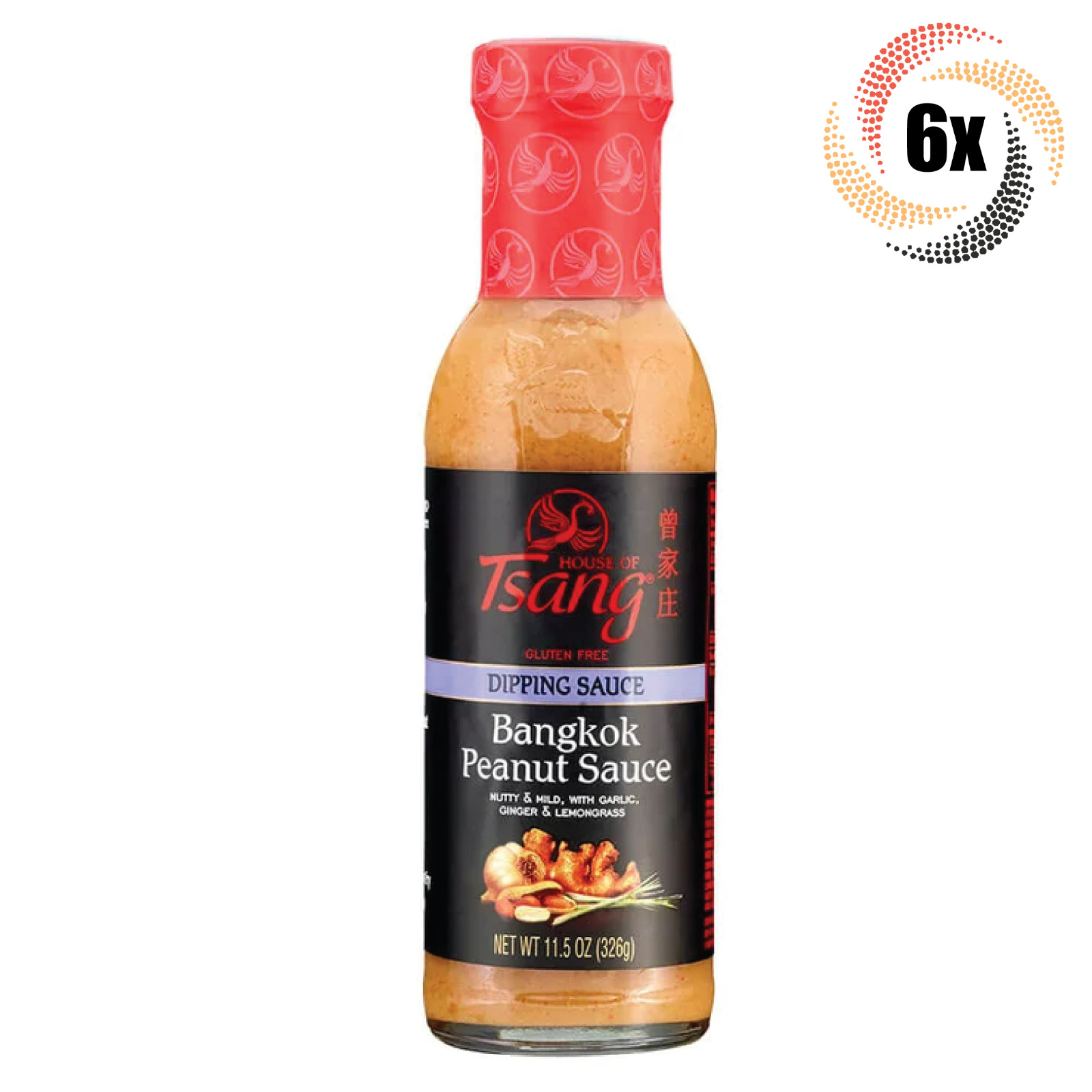 6x Bottles House Of Tsang Bangkok Peanut Dipping Sauce | Gluten Free | 11.5oz