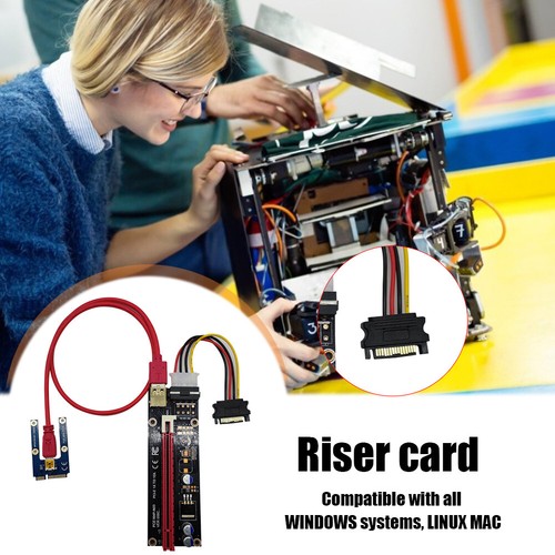 USB3.0 Mini PCI-E Riser SATA to 4/6 Pin 16X PCIE Adapter Card Power Cable for PC - Afbeelding 4 van 11